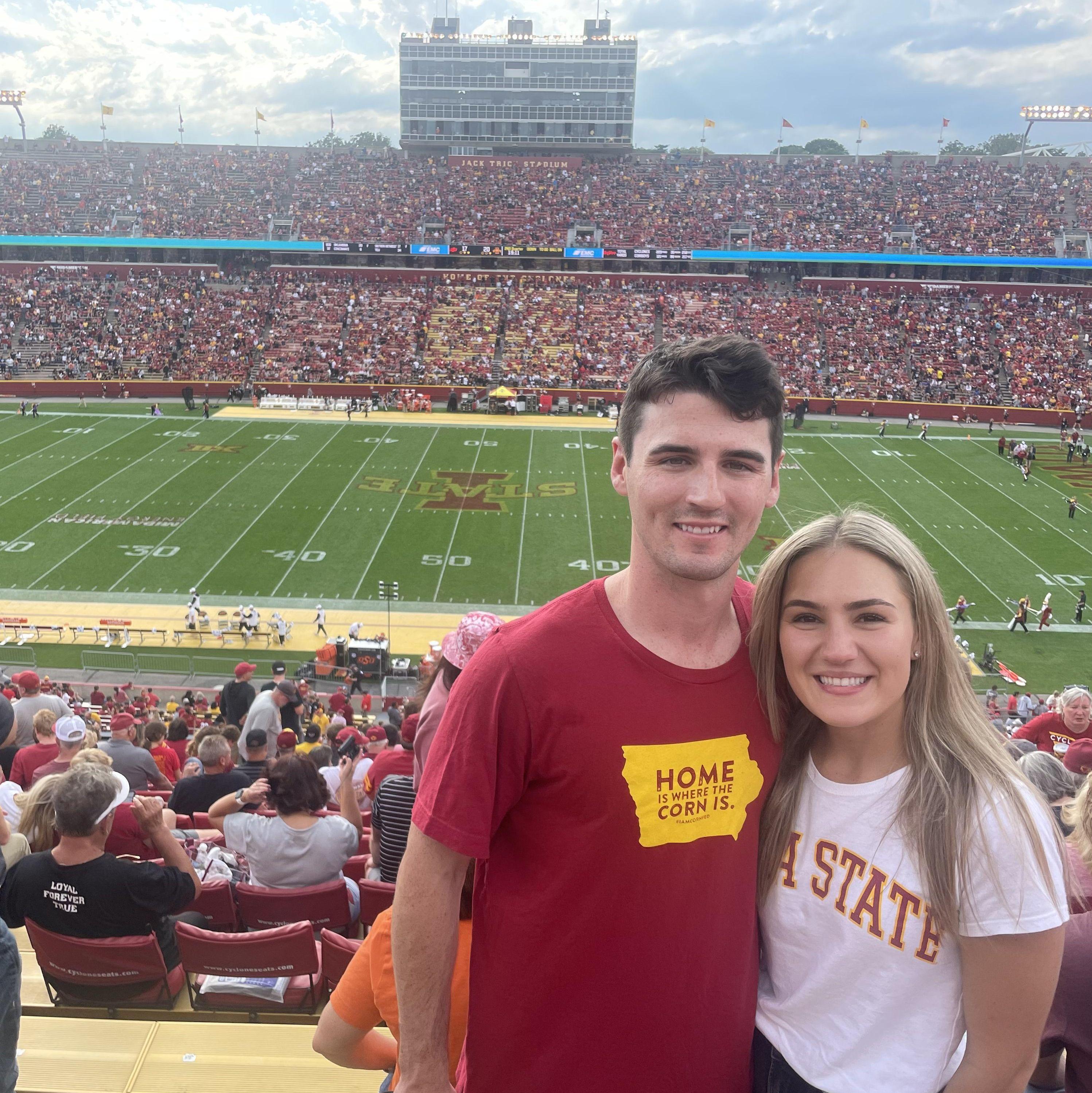 Julie brought Matt to Iowa State for a Fall-time football game! Matt loves the Cyclones!