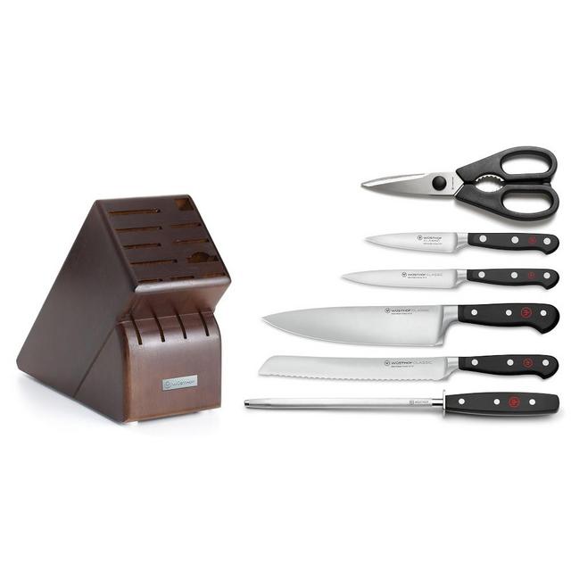 Wusthof Classic 7-Piece Knife Block Set, Walnut