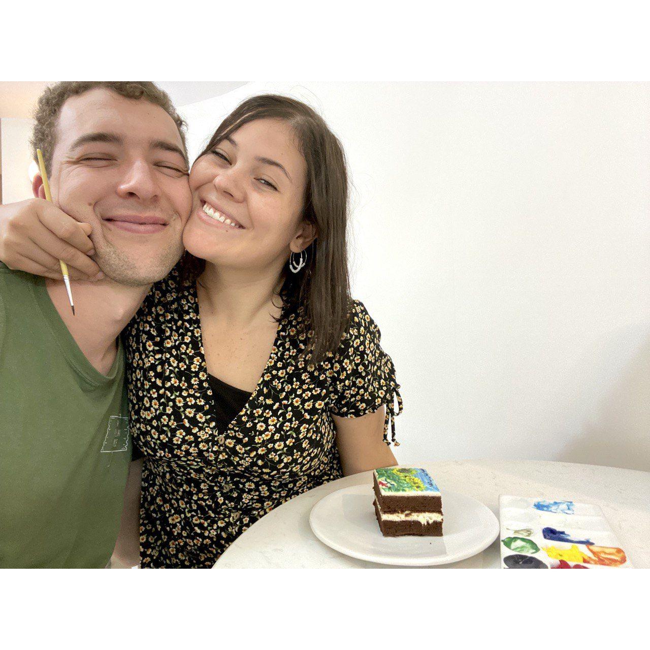 Painting with icing on a cake!