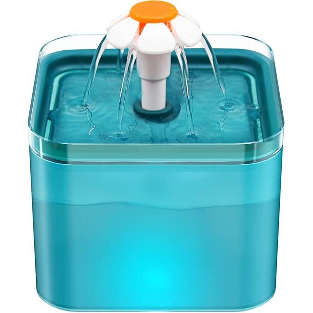 AONBOY Cat Water Fountain, Ultra Silent Cat Fountain 2L, with LED Light , Activated Carbon Filter, Pet Water Fountain for Cats and Small Dogs