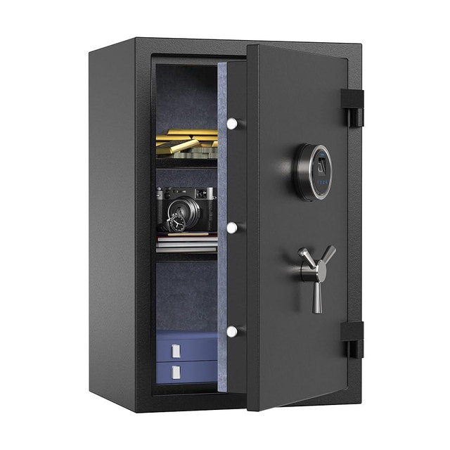 RPNB Biometric Fingerprint Fireproof Safe Box,Digital Fire Proof Safe with 3 Spoke Safe Handle,Touch Screen and Removable Shelf,Fireproof Home Safe for Money Documents Jewelry and More,2.12 Cubic Feet