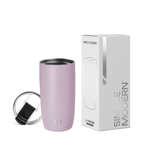 Simple Modern Travel Coffee Mug Tumbler with Flip Lid | Reusable Insulated Stainless Steel Cold Brew Iced Coffee Cup Thermos | Gifts for Women Men Him Her | Voyager Collection | 16oz | Lavender Mist