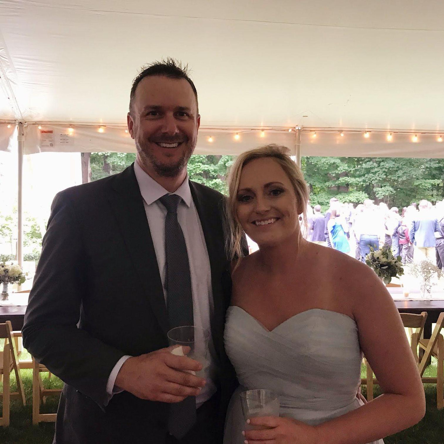 Celebrating at Allison and Matt's wedding last year
