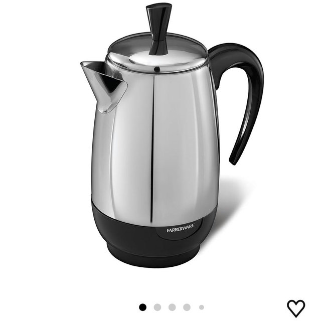 Farberware Electric Coffee Percolator, Stainless Steel Basket, Automatic Keep Warm, No-Drip Spout, 8 Cup