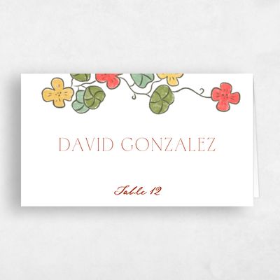 White Wedding Place Card - Aria