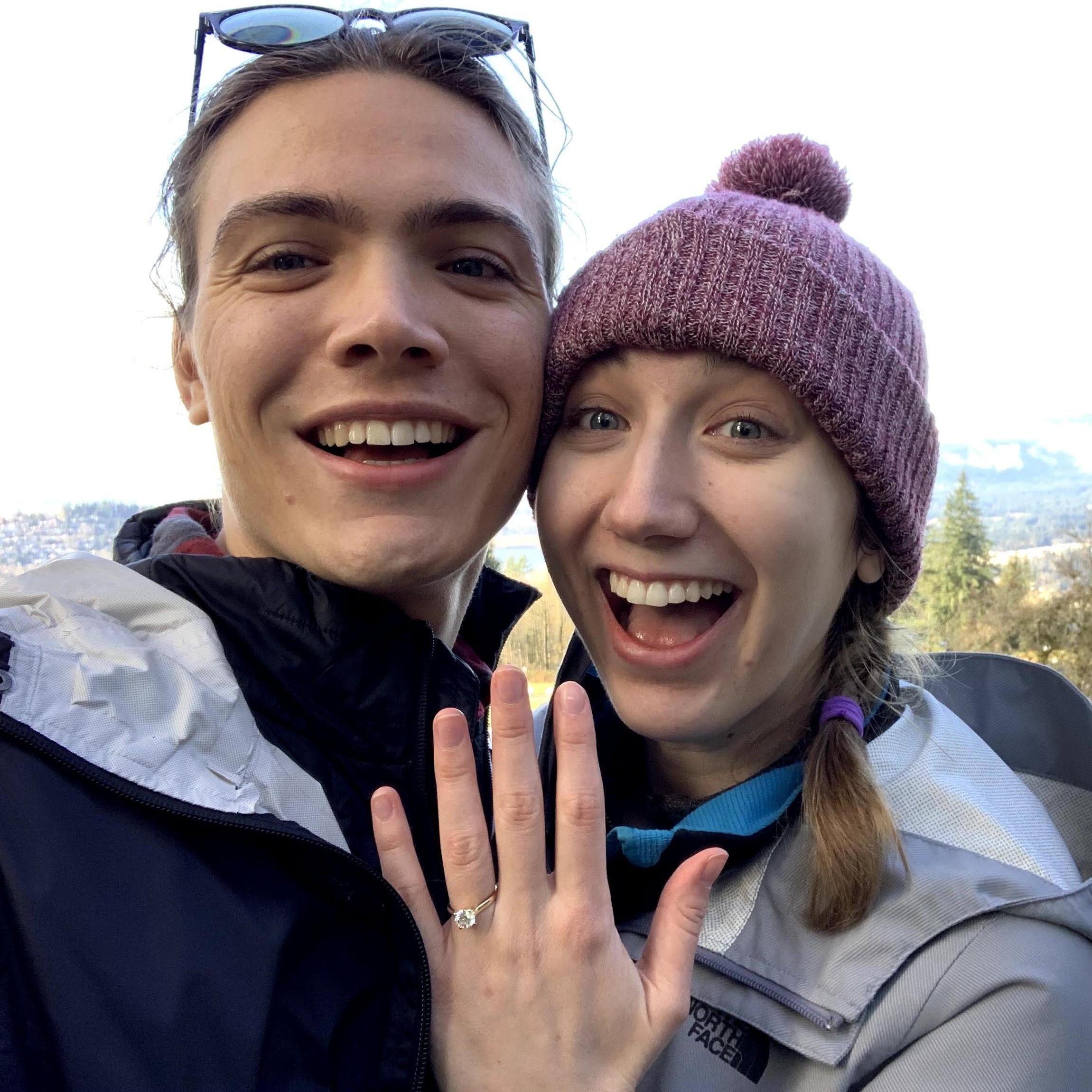 Newly engaged pic at the top of Burnaby mountain!