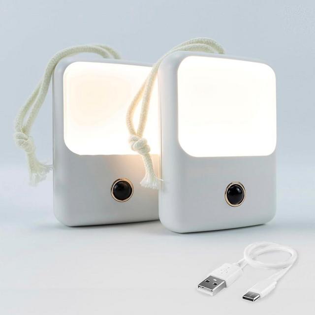 SCECALA Motion Sensor Night Light Rechargeable LED Nightlight Adjustable Brightness, 2 Pack Portable White Night Light for Kids Adult Bedroom Bathroom Closet Stairs Hallway Wall Light