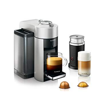 Nespresso by De'Longhi ENV135SAE Vertuo Evoluo Coffee and Espresso Machine Bundle with Aeroccino Milk Frother by De'Longhi, Silver