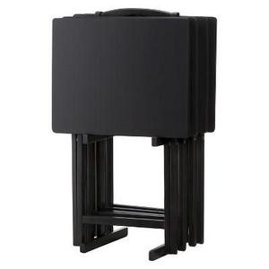 Plastic Development Group - 5 Piece TV Tray Set Wood Black - PDG