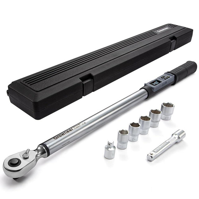 GROWNEER Upgraded Digital Torque Wrench, 12.5-250.7 Ft-lbs/17-340 Nm, 1/2'' Drive Automotive Rachet Torque Wrench with Buzzer & Colorful LED Indicator, Electronic Wrench Set for Car Tires Auto Repair