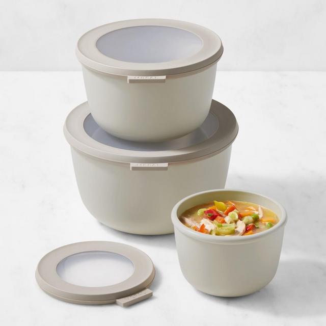 Mepal Round Nested Deep Food Storage Containers, Nordic White