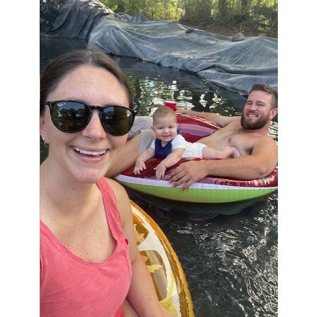 Floating in the koi pond.