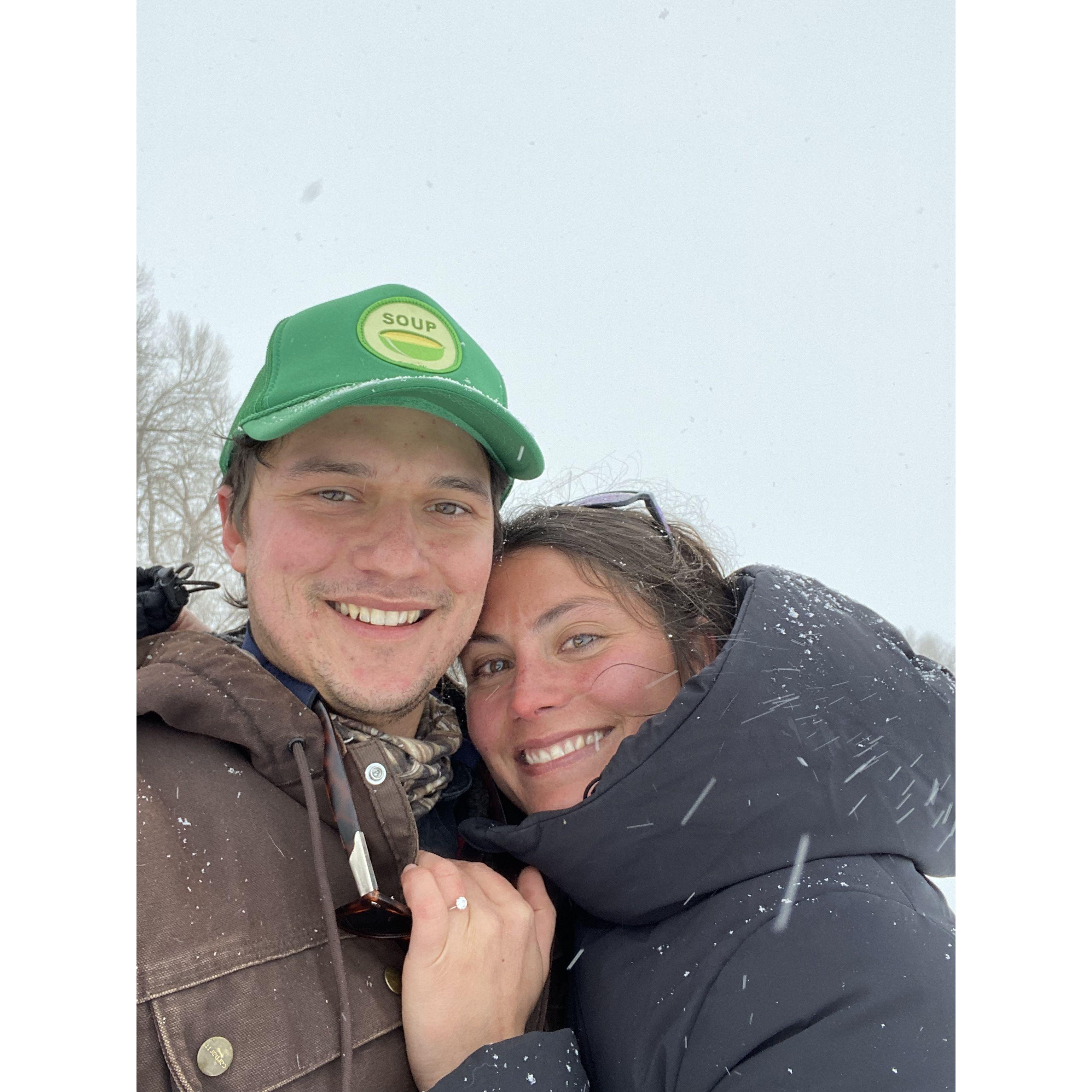 2/14/23: The day we got engaged on a frozen lake in a blizzard.