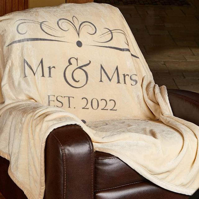 Soft Sentiments Outrageously Soft Reversible Velvet Ultra Plush Throw - 50 x 60 Inch - Mr & Mrs (2022)
