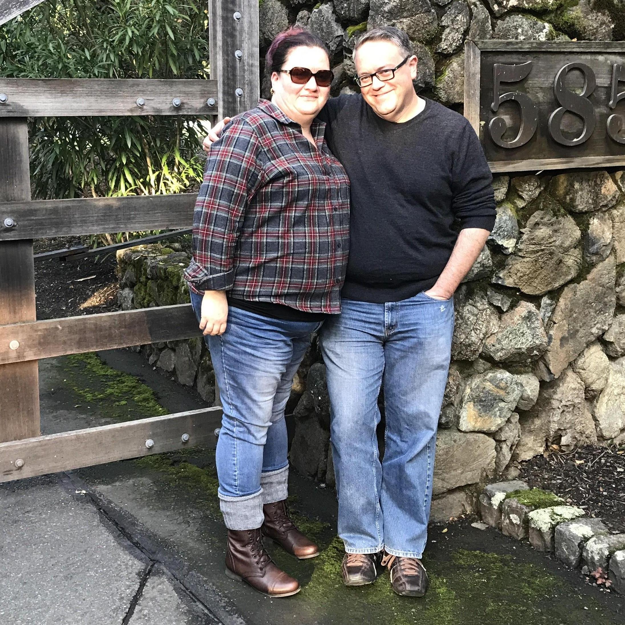 In front of Skywalker Ranch, one of our epic journeys. (Bride and groom personal photo)