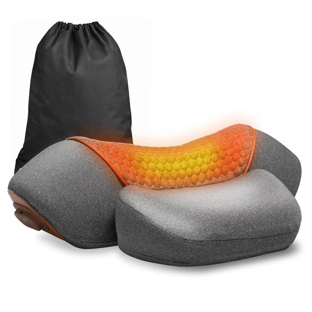3-in-1 Neck Massager Pillow for Pain Relief Deep Tissue with Heat, Cordless & Rechargeable Massager with Traction for Neck Hump & Shoulder Comfort, Memory Foam Artuvate Pillow for Home Office Travel