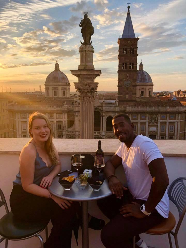 Sharing an evening apéritif in Rome, Italy