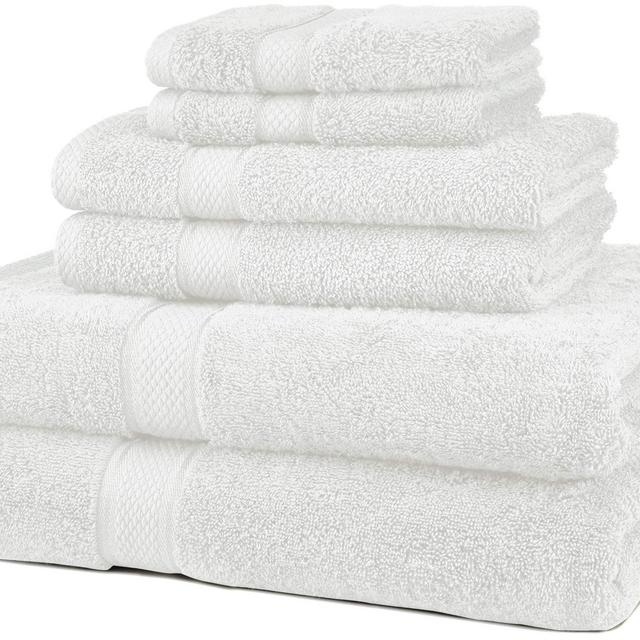 Pinzon 6 Piece Blended Egyptian Cotton Bath Towel Set - White