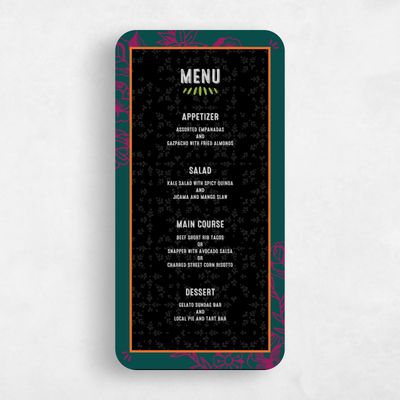 Black Rounded Wedding Menu - Rios
