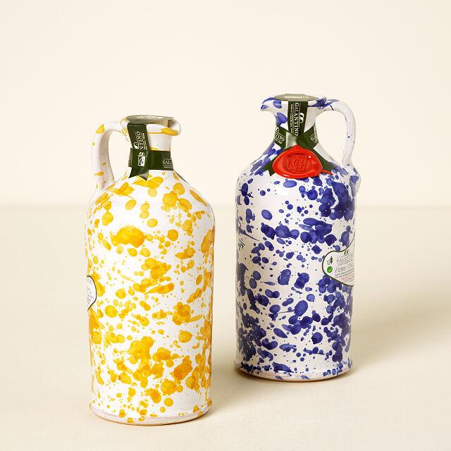 Italian Olive Oil & Hand-Painted Ceramic Vessel (cobalt blue)