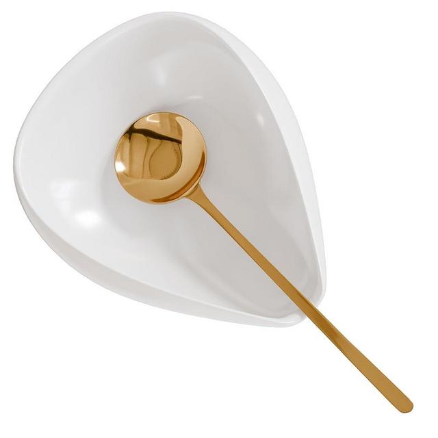 Suneville Coffee Spoon Rest with Coffee Spoon - Premium Ceramic Coffee Spoon Holder - Spoon Rest for Coffee Stirrers, Teaspoon & Bar Spoon - Coffee Bar & Station Accessories