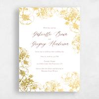 White Wedding Invitation - Anemone Portrait Foil