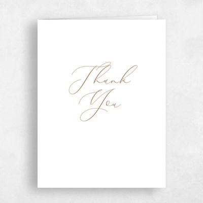 Metallic Bronze, Brown Wedding Thank You - Merlo Portrait Letterpress