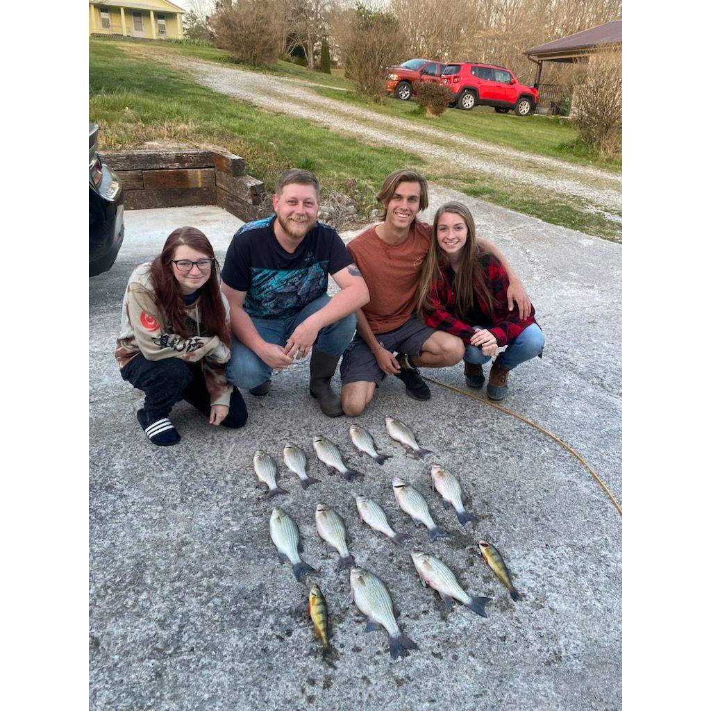 We all went fishing together but unfortunately I (James) caught all the fish in the lake leaving none for Alyssa and Raelyn.