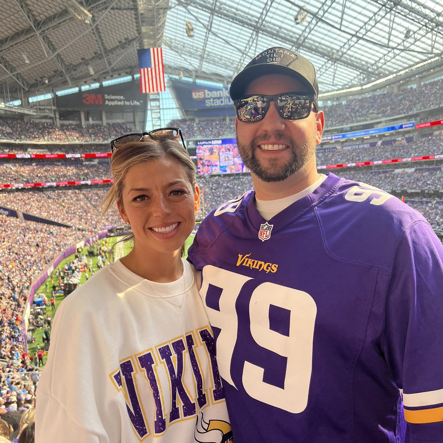 Turning Zach into a Vikings fan... Thank you for the tickets, Dad!
