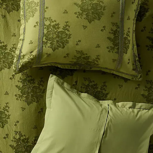 Nadia Cotton Solid Floral Embellished Shams, Set of 2