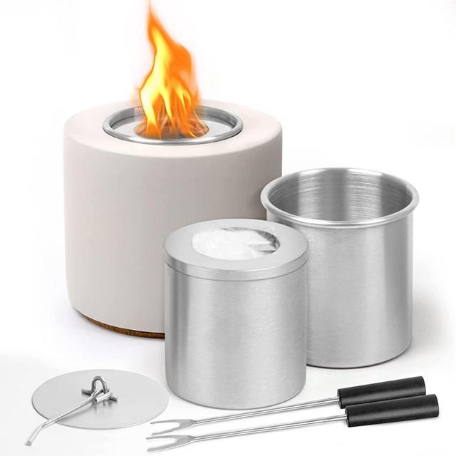 Tabletop Fire Pit, Table Top Fire Bowl with 2 Roasting Sticks | Small Fire Pit, 91% Isopropyl Alcohol Mini Fire Pits for Balcony, Patio Décor -Portable Fire Pit for Camping and Hiking | Smores Kit