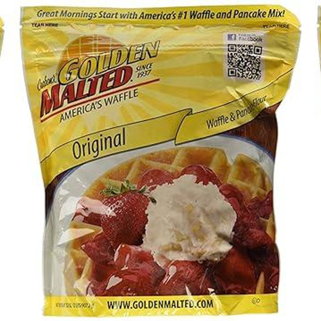 Golden Waffles Complete Waffles & Pancake Mix, 32 oz (2 lbs) – Complete NON-GMO Baking Mix [Pack of 3]