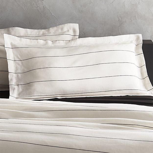Set of 2 Linen Pinstripe King Shams