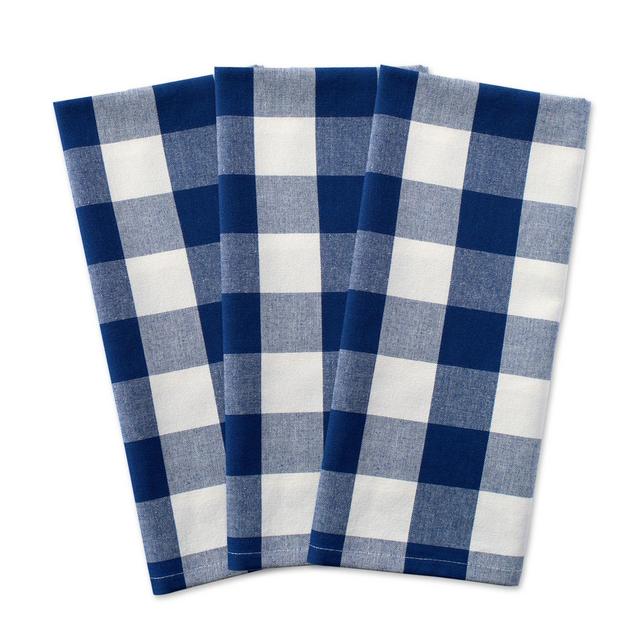 DII Buffalo Check Kitchen Towels in Navy/White (Set of 3)