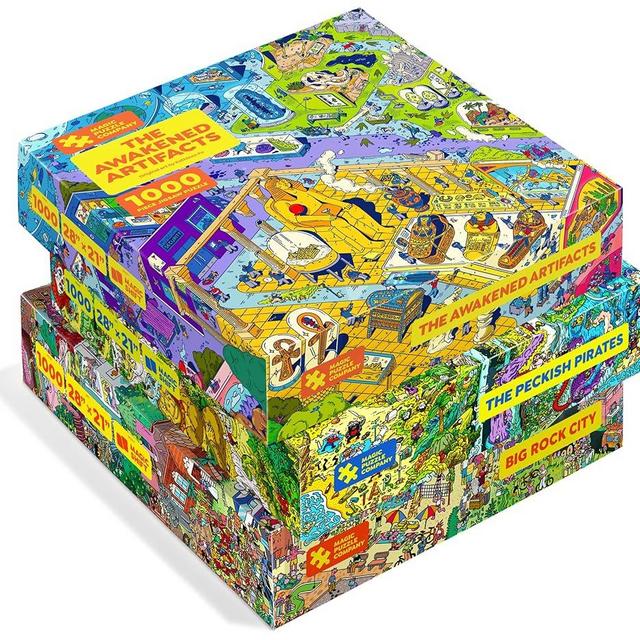 Magic Puzzles 3-Pack • Series Four • Big Rock City, The Awakened Artifacts, & The Peckish Pirates • 1000-Piece Jigsaw Puzzles from The Magic Puzzle Company