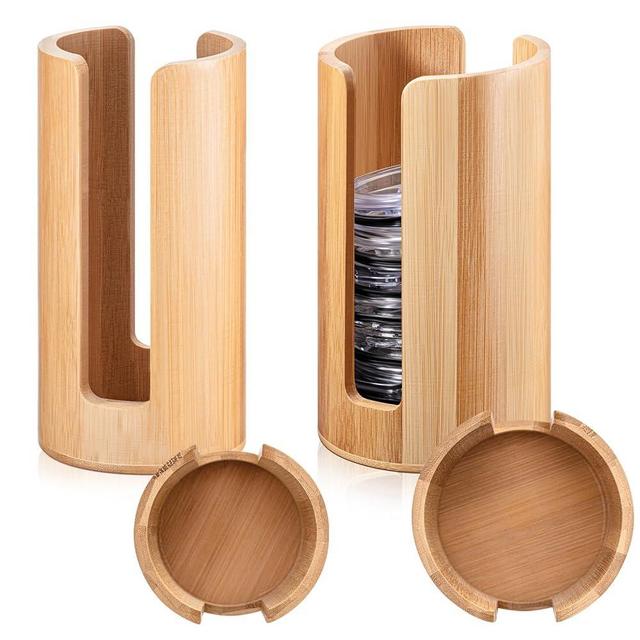 Suclain 2 Pcs Mason Jar Lid Organizer(One for Wide Mouth and One for Regular Mouth), Vertical Mason Jar Lid Storage Mason Jar Accessories Tumbler Lid Holder Bamboo Cup Lid Organizer