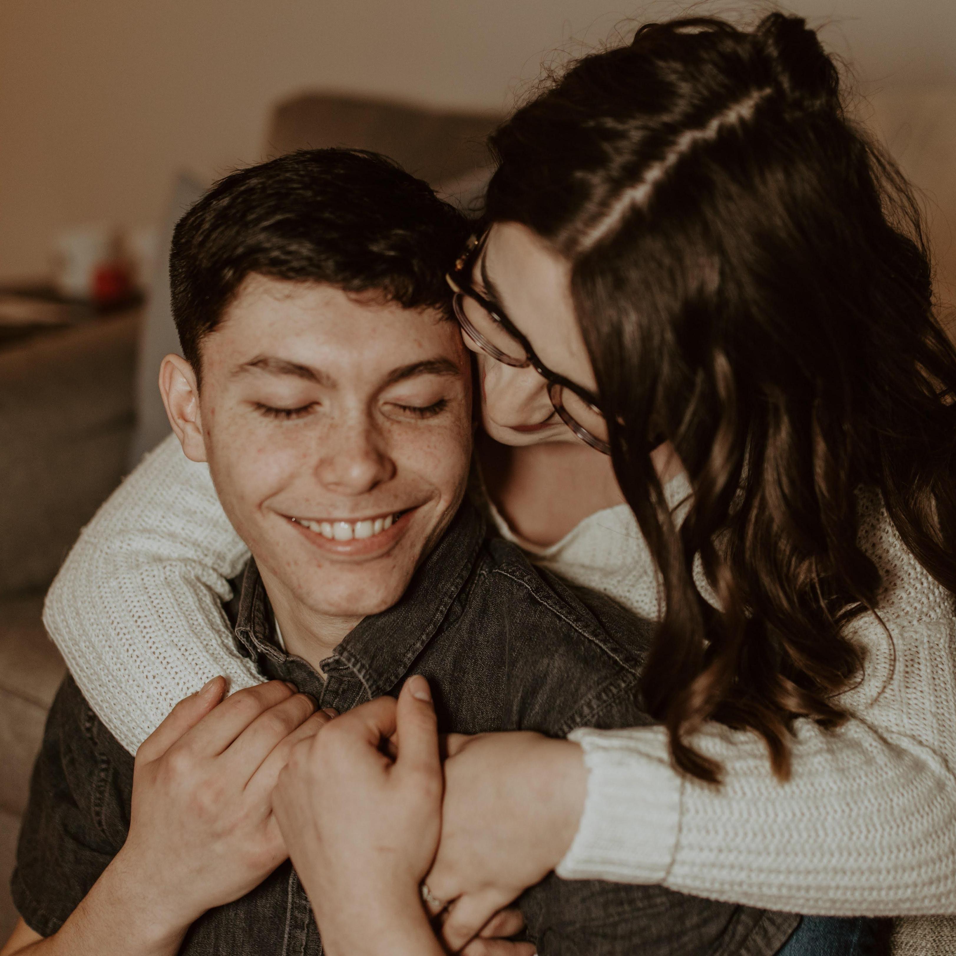 March 2021. The Couple takes their engagement photos! One of the two settings of these images was in their own home!