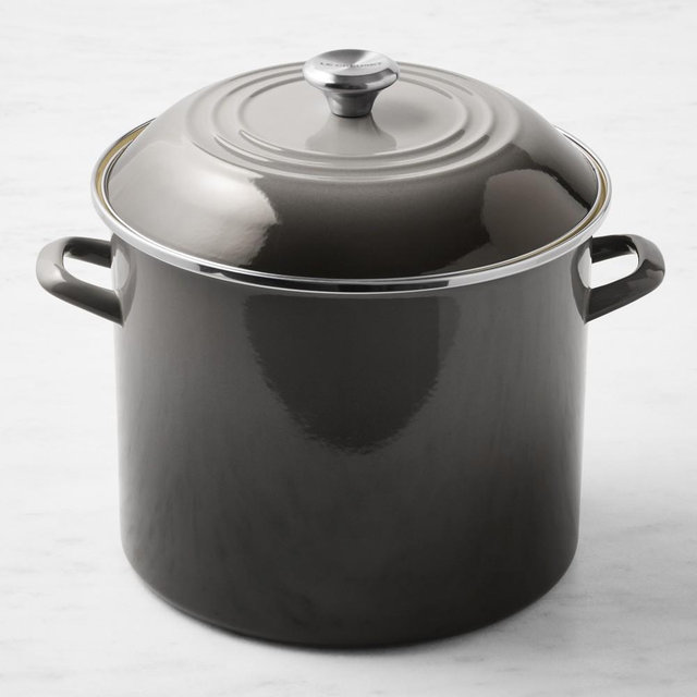 Le Creuset Enameled-Steel Stock Pot, 16-Qt., Oyster