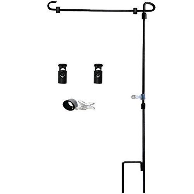 Garden Flag Stand-Holder-Pole with Garden Flag Stopper and Anti-Wind Clip 36.3H x 16.5W For USA Flag Or Season Garden Flags Keep Your Flags from Flying Away in High Winds 