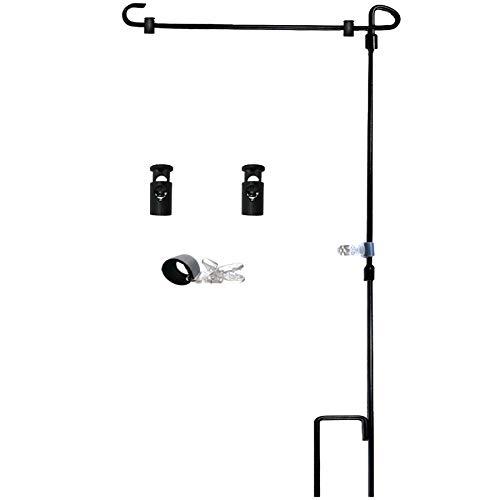 Garden Flag Stand-Holder-Pole with Garden Flag Stopper and Anti-Wind Clip 36.3"H x 16.5"W For USA Flag Or Season Garden Flags Keep Your Flags from Flying Away in High Winds
