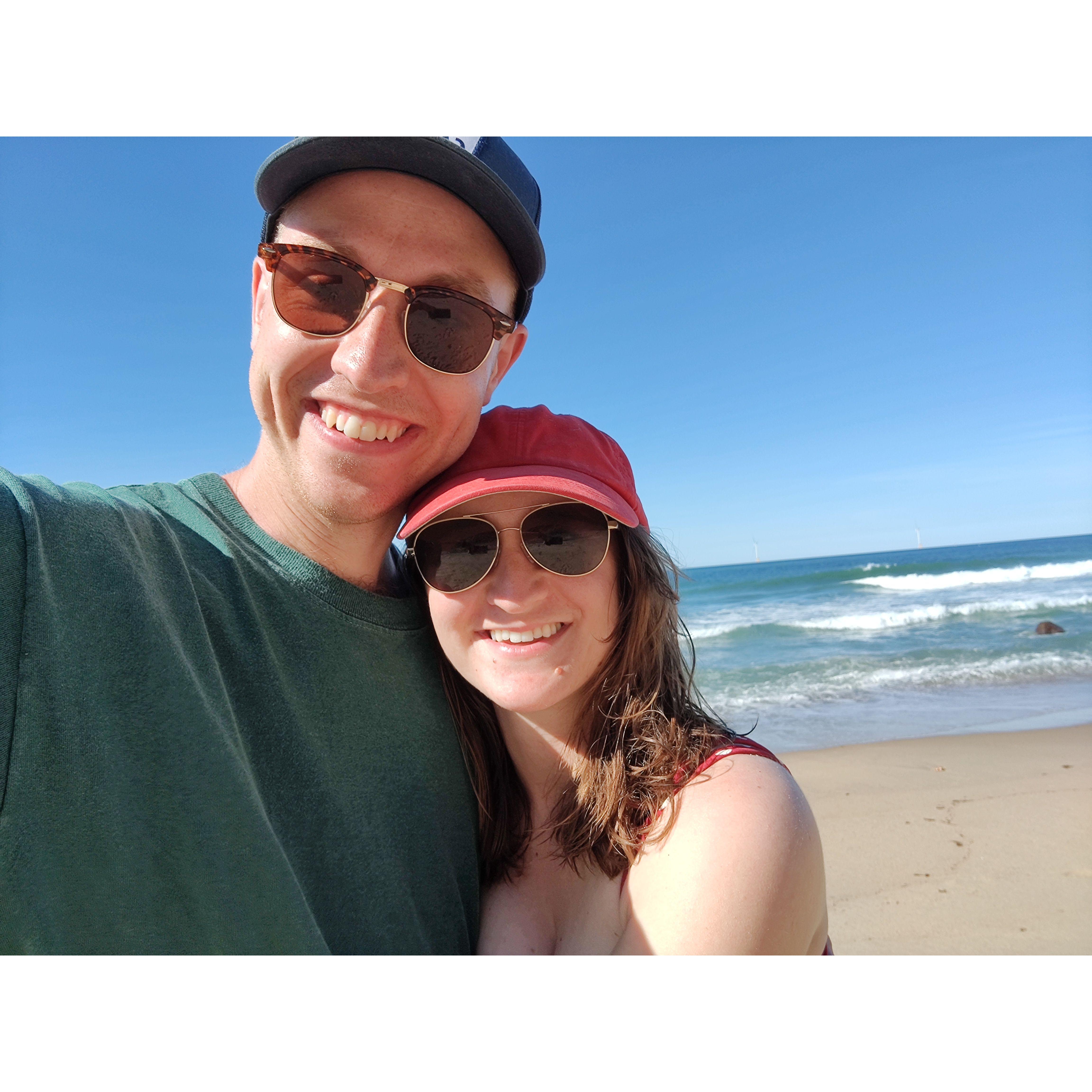 A sunny beach day on Block Island.