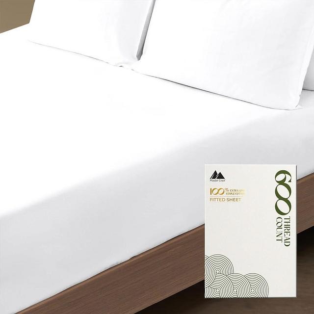 Premium Hotel Quality 1-Piece Cotton Fitted Sheet, Luxury Softest 600 Thread Count Egyptian Feel Sateen Weave Bottom Sheet, Deep Pocket up to 18 in, Full Size, White