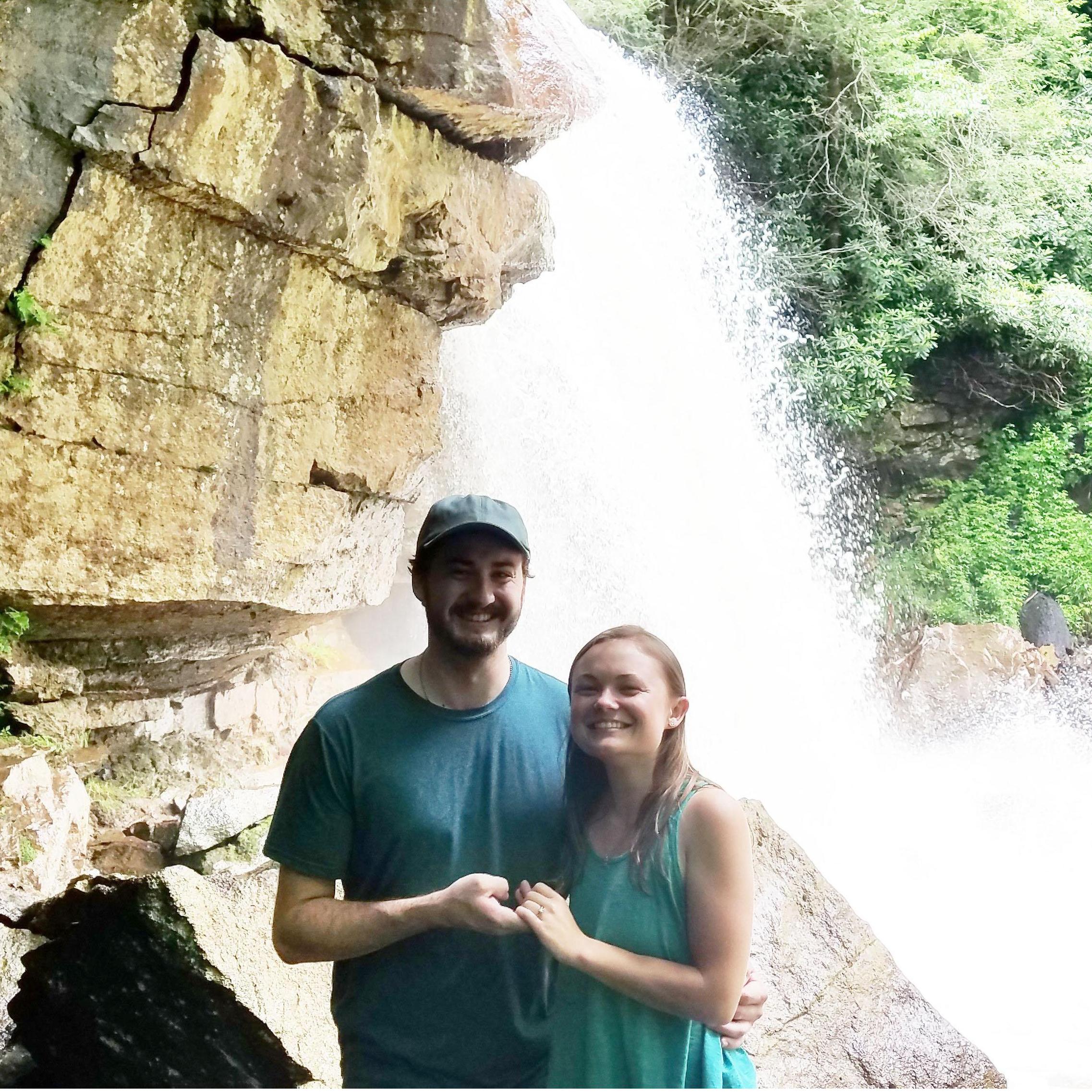 Moments after Quentin's proposal at a hidden waterfall in West Virginia!