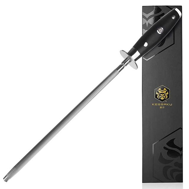 Kessaku 10-Inch Sharpening Steel Honing Rod - Dynasty Series - G10 Full Tang Handle