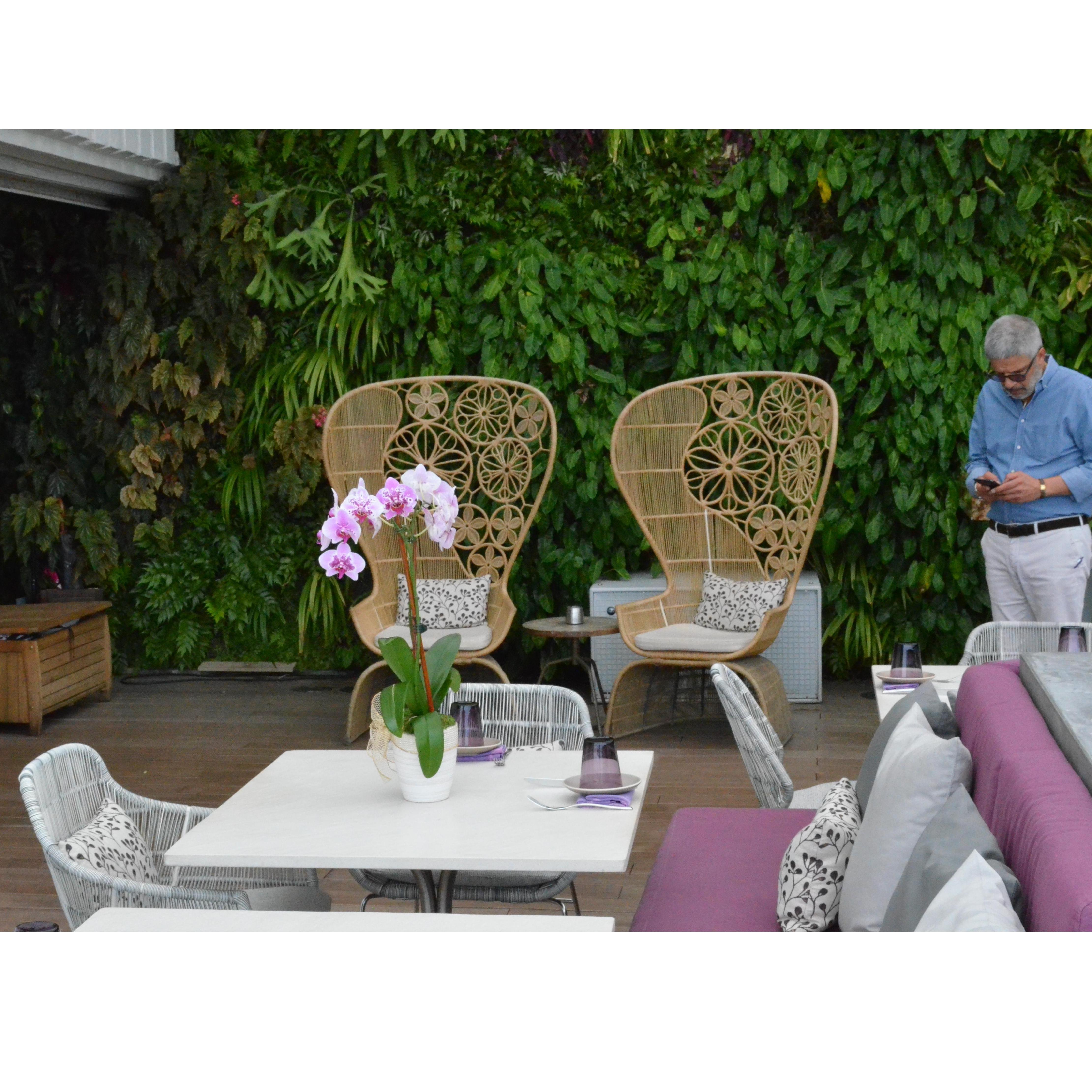 Joshua & Amanda's table set up outside on Juvia's rooftop just for the surprise proposal