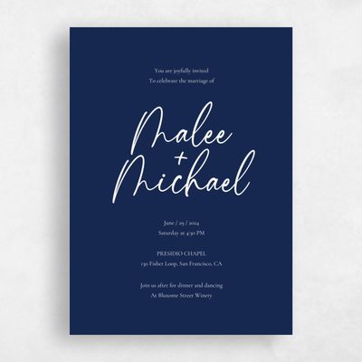 Rich Navy, Blue Wedding Invitation - Santorini Type