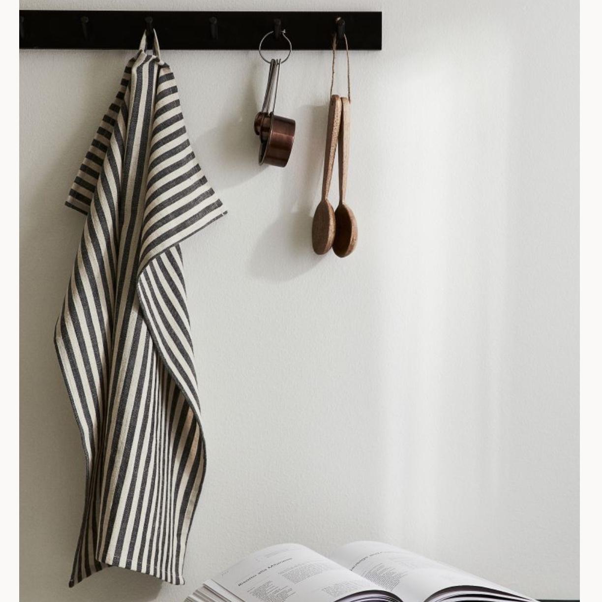 Striped Tea Towel - Dark gray/striped - Home All | H&M US