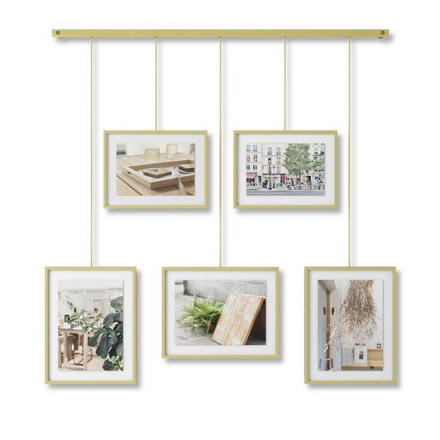 Hanging Brass Gallery Frames, Set of 5