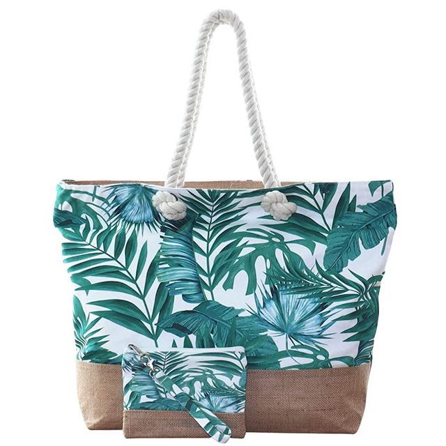 Tote Bag, Beach Bag, Canvas Tote Bag, Nautical Beach Bag Tropical Bag, Beach Bag Hawaiian | Free Wristlet Included