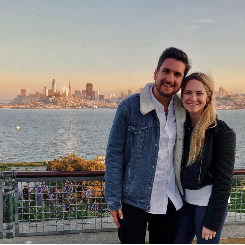 After we started dating, we tried to soak up the local sights every time Alex visited Carl in California! In this photo, we caught the sunset from Alcatraz.